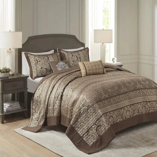 Reversible Quilted Bedspread Set, Solid Reverse Summer Breathable, Lightweight All Season Bedding Layer,