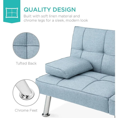 Sleeper Sofa Linen Modern Folding Futon, Reclining Sofa Bed for Apartment, Dorm W/Removable Armrests  Sofa Rozkładana  Sofas