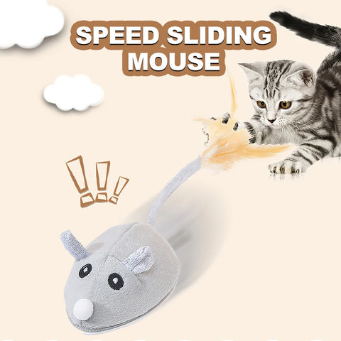 Cat Toys Automatic Interactive Plush Mouse Kitten Teaser Feather Toy Cute Motion Rat Pet Supplies USB Rechargeable Cat Products