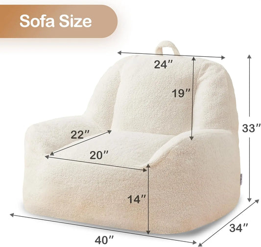 Bean Bag Chair Sherpa Bean Bag Lazy Sofa Beanbag Chairs for Adults with High Density Foam Filling Modern Accent Chairs