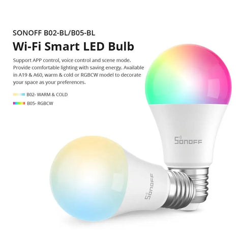 SONOFF Smart Light Bulb A19 A60 E26 E27 Dimmable Lamp WiFi ESP32 Smart Home Work With Alexa Google Home Yandex Alice Smartthings