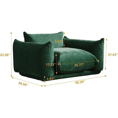 Medieval style comfortable sofa with thick cushion, display single chair deep seat sofa, green