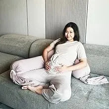 bbhugme Adjustable Pregnancy Pillow – Full Body Support for Side Sleeping - Adjustable Firmness and Shape - Supports Back, Legs,