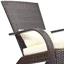 Adirondack Chairs Set 2 Outdoor Wicker Rattan Fire Pit Chairs Oversized Comfy Relax Accent Patio Chairs with Soft Cushion Low De