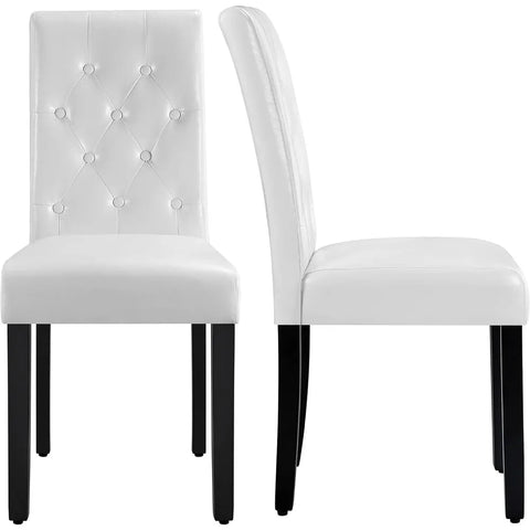 Dining Chairs Kitchen Chair Restaurant Chair Tufted Leather Chair with Padded Seat and Wood Legs,Set of 2