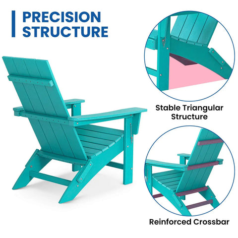 Outdoor Wooden Folding Adirondack Chair With Footrest Weather Resistant Fire Pit Chair Patio Chairs Set