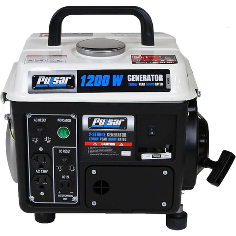 1,200W Carrying Handle, PG1202SA Gas-Powered Portable Generator, 1200W, Black/White