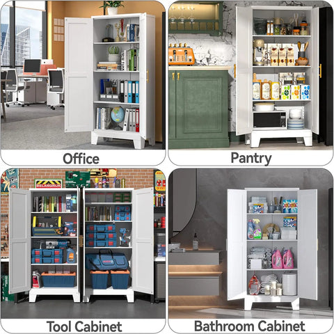 Kitchen Storage Cabinet, Kitchen Pantry Storage Cabinet with Doors and Shelves, Storage Cabinet with Adjustable Leveling Foot fo