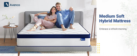 Avenco King Size Mattress, 12 Inch King Mattresses in a Box, Hybrid Spring Mattresses with Comfort Foam and Pocket Coils