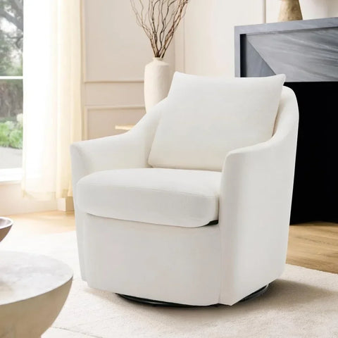 Swivel Barrel Chair Chairs for Living Room Furniture 30'' Wide Upholstered Velvet Arm Chair Accent Chair With Back Pillow Home