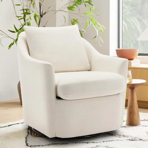 Swivel Barrel Chair Chairs for Living Room Furniture 30'' Wide Upholstered Velvet Arm Chair Accent Chair With Back Pillow Home