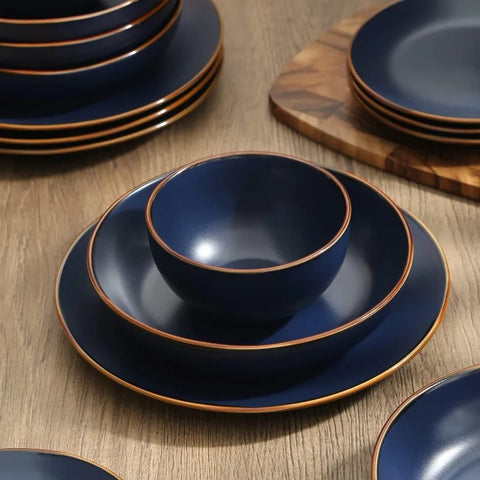 Brasa 16-Piece Dinnerware Set Stoneware, Blue