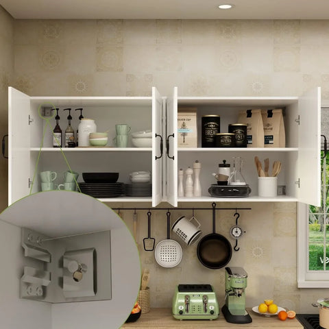 Large Kitchen Pantry Cabinet Set with Wall Mounted Storage Sideboard, Freestanding Wall Storage Cabinet with Shelves