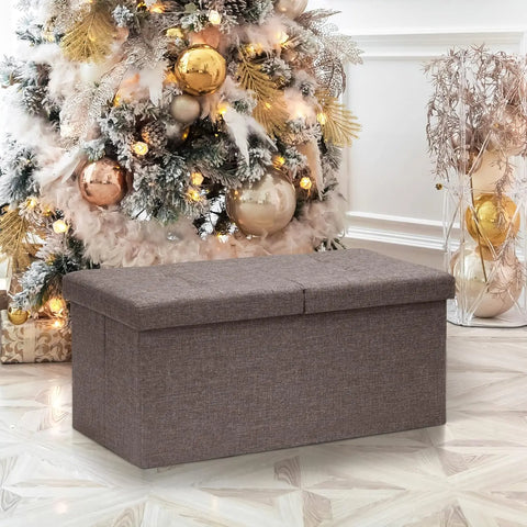 Otto & Ben 45" Storage Ottoman with SMART LIFT Top, Upholstered Tufted Bench, Foot Rest, Brown, 14.96"D x 44.88"W x 14.96"H