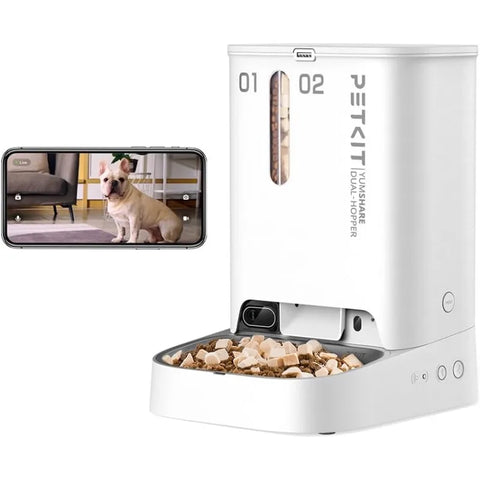 Automatic Pet Feeder with Camera, 1080P HD Video with Night Vision, 2.4G WiFi Cat Dog Feeder with 2-Way Audio