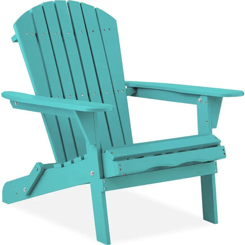 Best Choice Products Folding Adirondack Chair Outdoor Wooden Accent Furniture Fire Pit Lounge Chairs for Yard, Garden, Patio