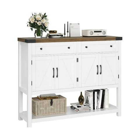 Buffet Sideboard Cabinet with Storage, 47.2" Modern Farmhouse Coffee Bar with 2 Drawers