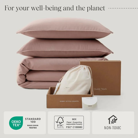 Cotton Tencel Duvet Cover Set - Luxe Duvet Cover Soft, Textured Bedding Set Eucalyptus Lyocell, Perfect for House Warming Gift