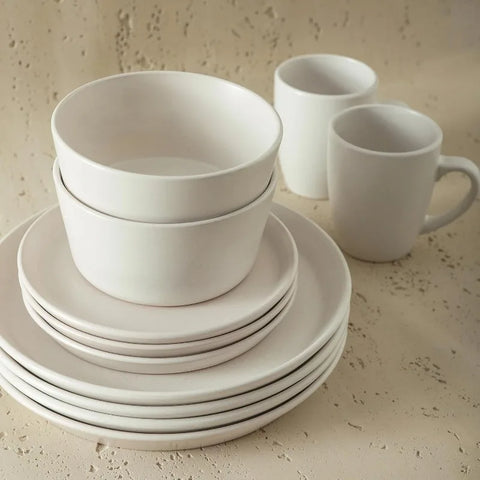 Modern Stoneware 16-Piece Round Dinnerware Set, Plates and Bowls Sets, Dish Set for 4