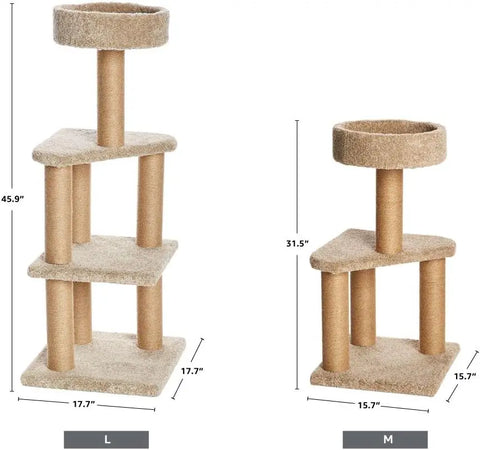 Cat Tree Indoor Climbing Activity Tower with Scratching Posts, Large, 17.7" x 45.9", Beige