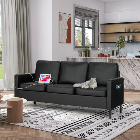 Modern Comfy Couch with  USB, Small Couches for Living Room Apartment Bedroom Small Spaces, Office Couch