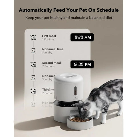 Automatic Cat Feeder, Automatic Food Dispenser with  , 3L Timed  for Dry Food, Up to 50 Portions 6 Meals Per Day,White