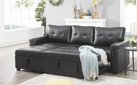 Sleeper Sectional Sofa with Convertible Sofa Bed &Inviting Chaise.Find Tranquil Comfort Stress-Relieving Design &Du