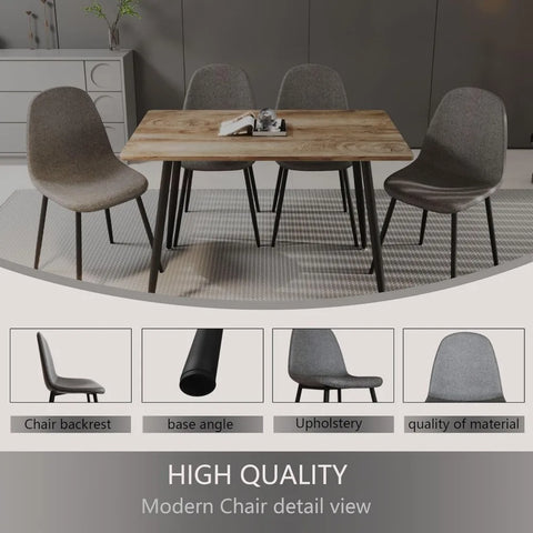 Small Dining Table Set for 4, Modern Dining Table and Chairs Set with 4 Fabric Dining Chairs, 47'' Kitchen Table Set