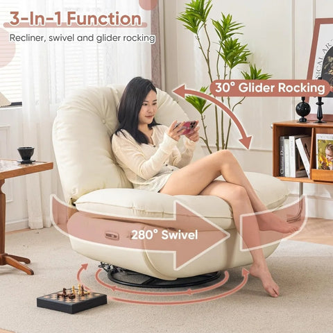 Recliner Chair, 360 Swivel Rocking Glider Rocker for Adults Modern Ergonomic Lounge