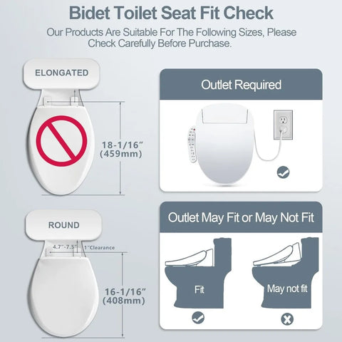 A102DS-W Electronic Bidet Toilet Seat, Round, Smart Unlimited Warm Water, Heated Seat with Slow Closes, Vortex Wash, Warm Dryer