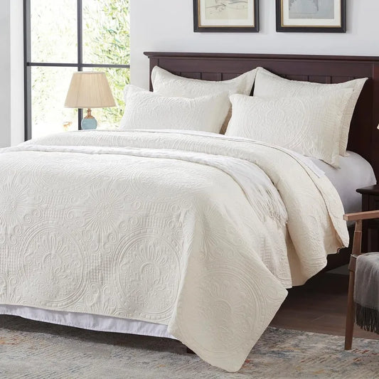 Bedding Set- Embossed, Bedspreads-Lightweight All Season Soft Microfiber Bedspread, Bed Coverlet for All Seasons