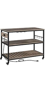 Kitchen Island Cart with Storage & Stainless Steel Countertop, Portable Kitchen Island on Wheels with Cabinet & Adjust