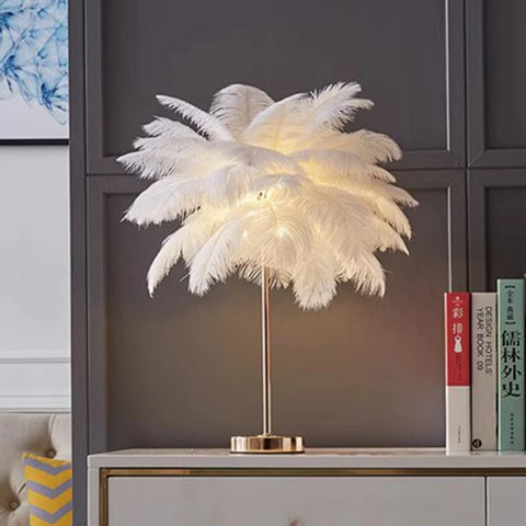 2023 New Touch Control Table Feather Lamp for Wedding Bedroom Decoration LED Desk Lamp with Feathers USB Power/Rechargeable