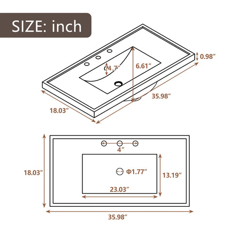 36" Bathroom Vanity with Wash Basin Sink Combo,  bathroom sink [USA Warehouse Ship]