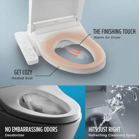 Electronic Bidet Toilet Seat with PREMIST and EWATER+ Wand Cleaning, Elongated, Cotton White