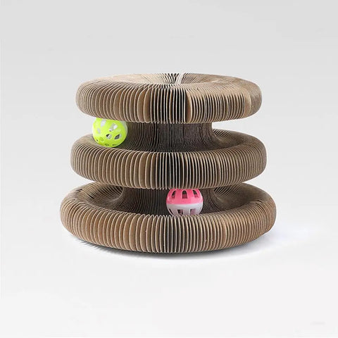 Magic Cat Scratching Board Chewing Toy Foldable Ball Track Toy Magnetic Wear-resistant Corrugated Paper Pet Nail Scratchboard