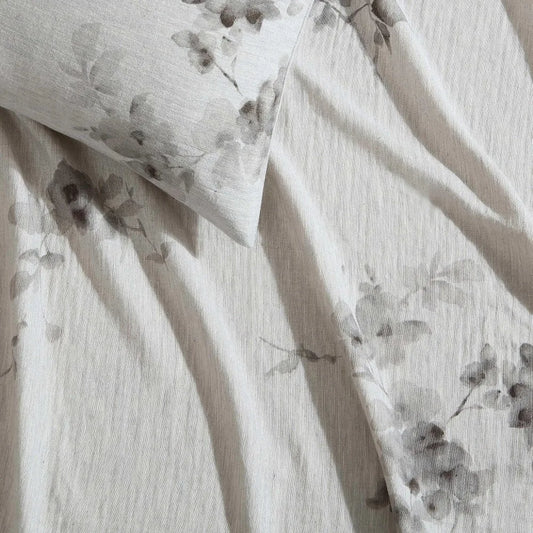 Klein - Queen Duvet Cover Set, Soft Cotton Bedding, Floral Home Decor (Aquarelle Floral Grey, Queen)