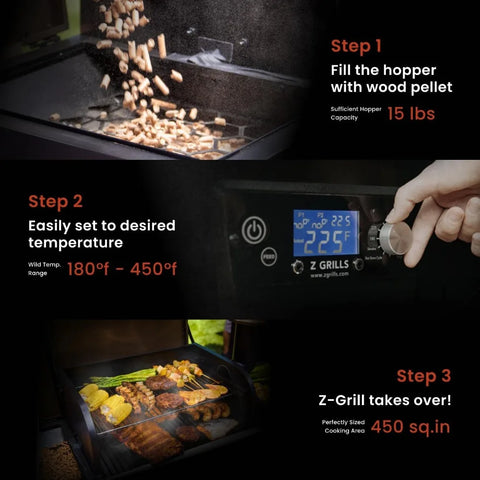 Wood Pellet Grill & Smoker with PID Controller 8 in 1 BBQ Grill Auto Temperature Control