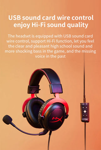 HyperX Cloud II Gaming Headset Hi-Fi 7.1 Surround Sound Detachable Microphone With USB sound card For PC PS5 PS4