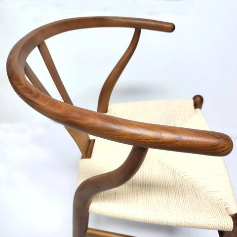 Wishbone Chair Y Chair Solid Wood Dining Chairs Rattan Armchair Natural (Ash Wood - Walnut)