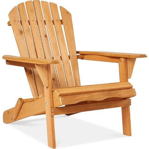 Best Choice Products Folding Adirondack Chair Outdoor Wooden Accent Furniture Fire Pit Lounge Chairs for Yard, Garden, Patio