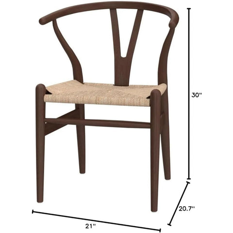 Wishbone Chair Y Chair Solid Wood Dining Chairs Rattan Armchair Natural (Ash Wood - Walnut)