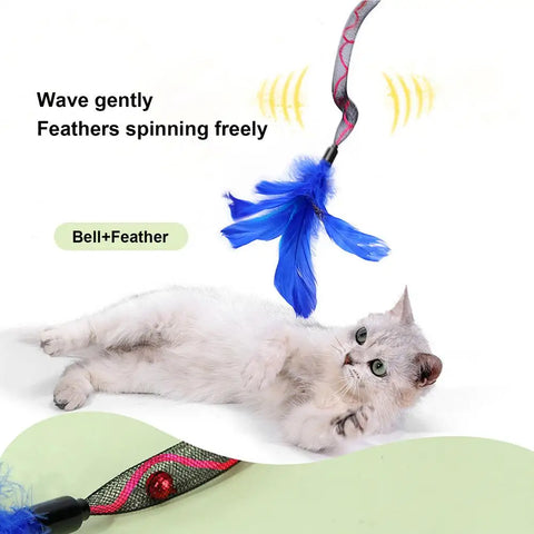 Feather Wand Cat Toy Feather Teaser Interactive Cat Toys Feathers Wand For Joyful Moments Cat Fishing Rod Cat String Toy For