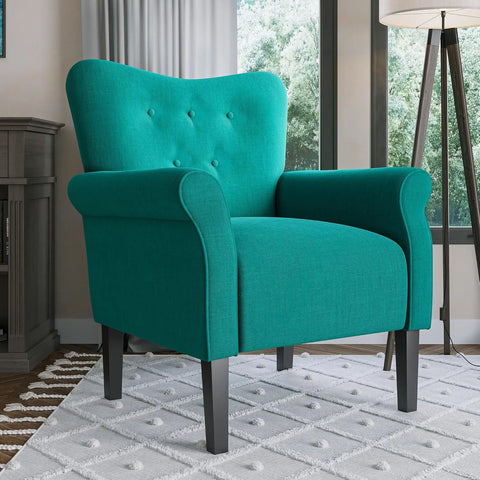 BELLEZE Modern Accent Chair for Living Room, High Back Floral Armchair with Wooden Legs, Upholstered Wingback Side Chair Padded