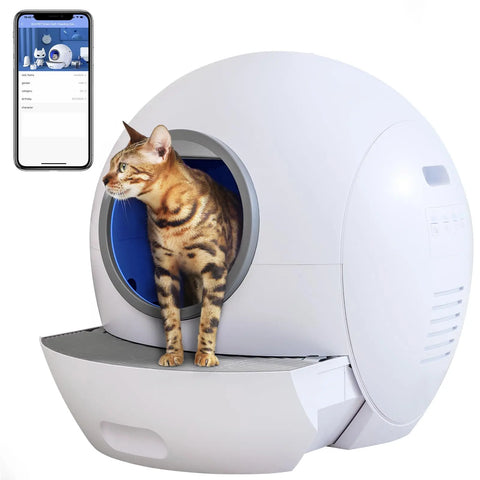 ELS PET Self Cleaning Cat Litter Box Automatic Litter Box with APP Control Smart Monitor/Odorless Extra Large for Multiple Cats