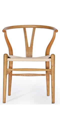 Wishbone Chair Y Chair Solid Wood Dining Chairs Rattan Armchair Natural (Ash Wood - Walnut)