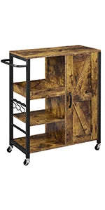 Kitchen Island Cart with Storage & Stainless Steel Countertop, Portable Kitchen Island on Wheels with Cabinet & Adjust