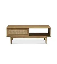 Ensley Coffee Table, Mid Century Modern Table with Storage, Farmhouse Wood Coffee Table for Living Room Fluted (Walnut)