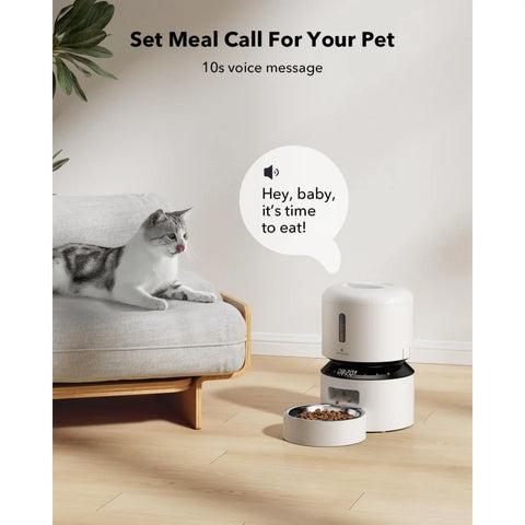 Automatic Cat Feeder, Automatic Food Dispenser with  , 3L Timed  for Dry Food, Up to 50 Portions 6 Meals Per Day,White