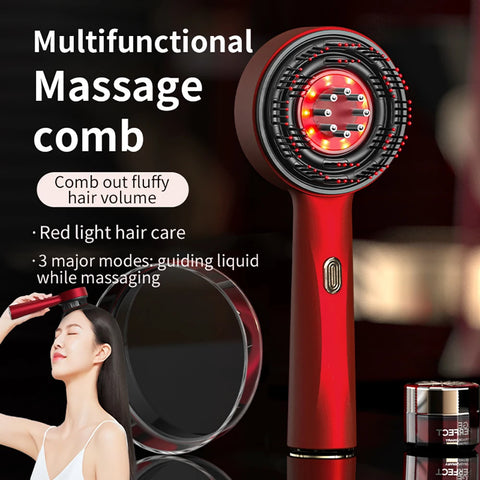 Red Light Therapy Hair Growth Oil Scalp Applicator Liquid Comb Electric Vibration Head Massager Brush Hair Follicle Comb